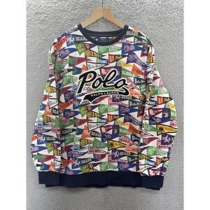 Polo Ralph Lauren Pennant Sweatshirt Mens XXL All Over Print Multicolor